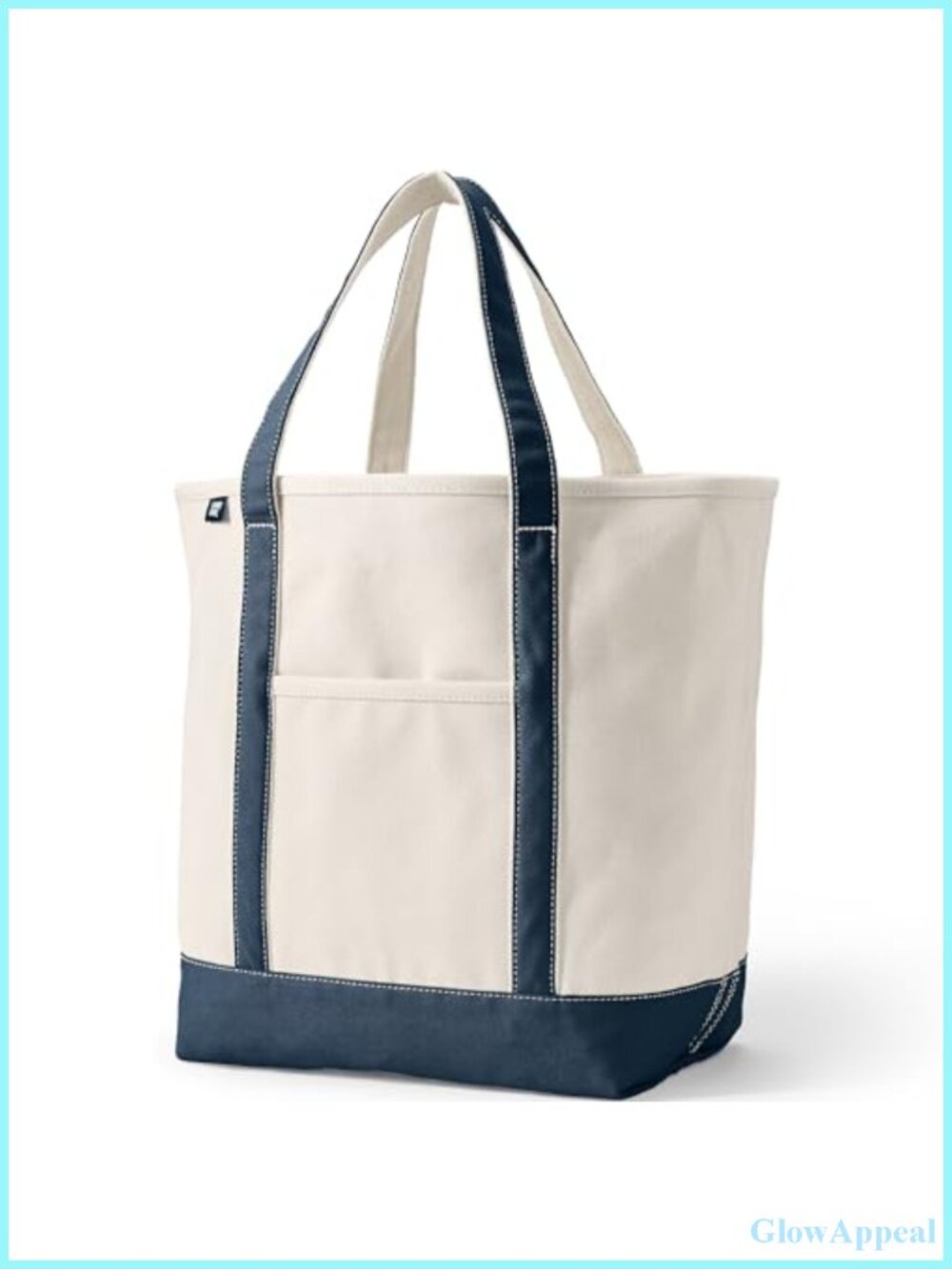 Lands' End Large Cotton Canvas Tote with 5 Pockets & Shoulder Straps